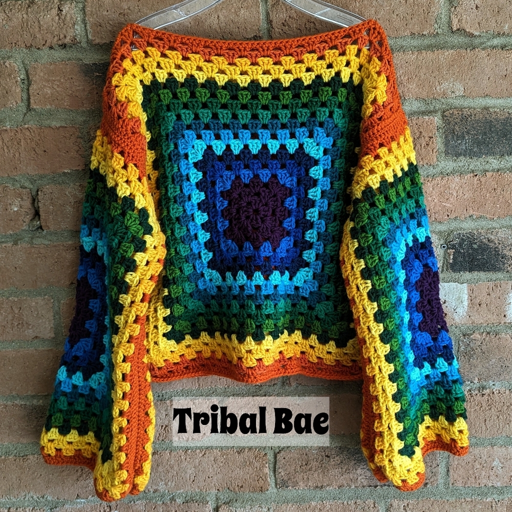 Wrapped in Vibes Tribal Bae Handmade Oversized Chunky Crochet Sweater